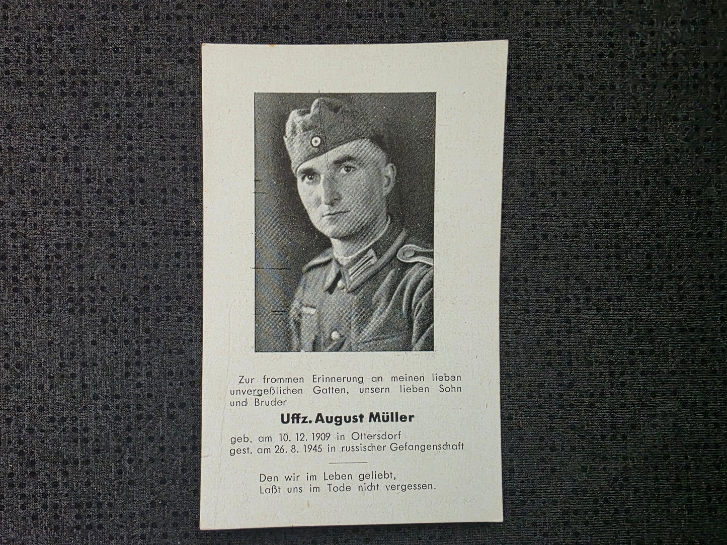 Sterbebild Unteroffizier Ottersdorf KGL 204/2 in Astrachan Am Kaspischen Meer