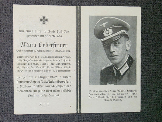 Sterbebild Oberleutnant München KP-Chef 4. Gren. Regt. 186 Rostow Russland