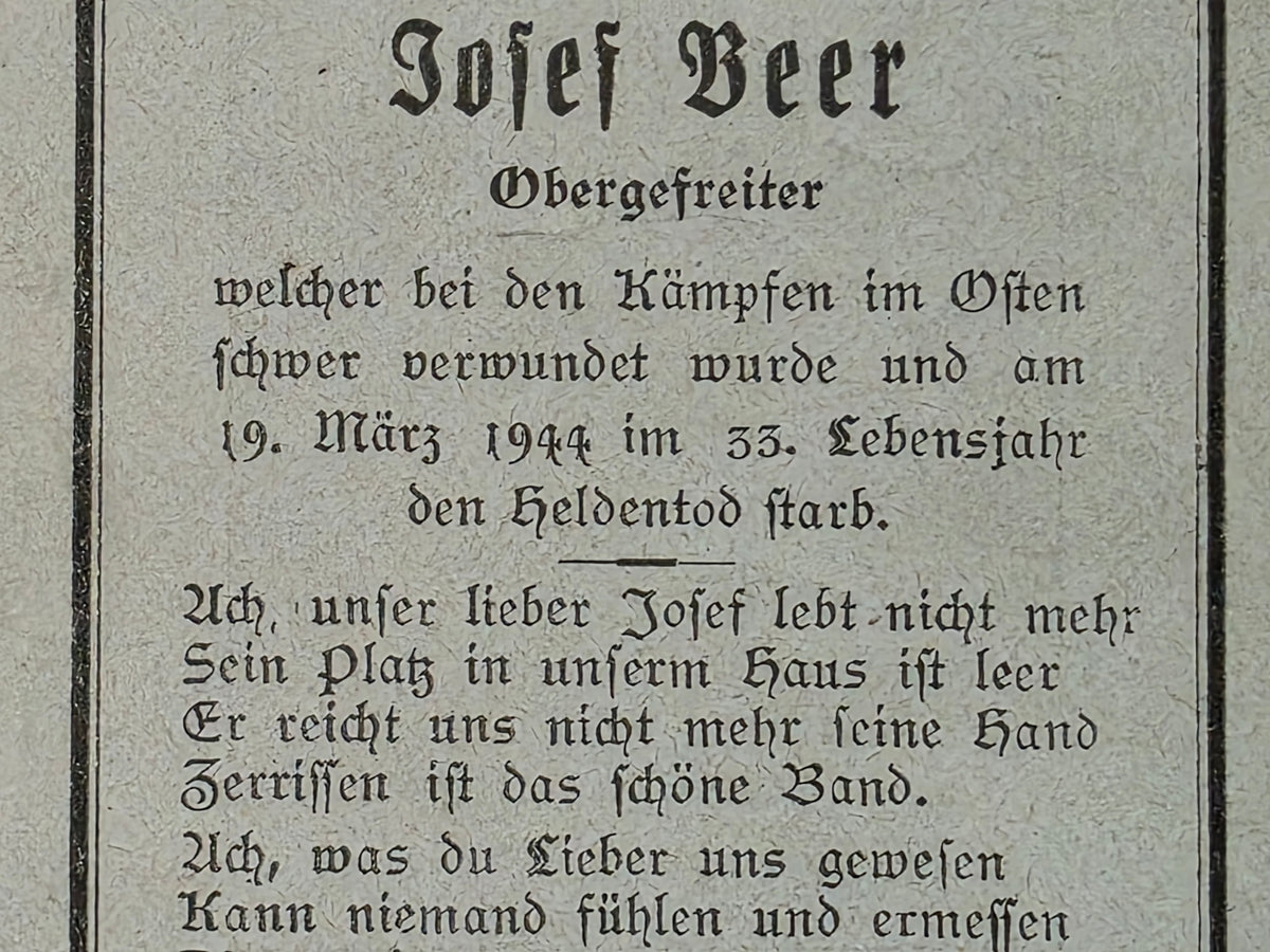 Sterbebild Obergefreiter Landesschützen Btl. 55 Jahre Osten - www.mmilitaria.com