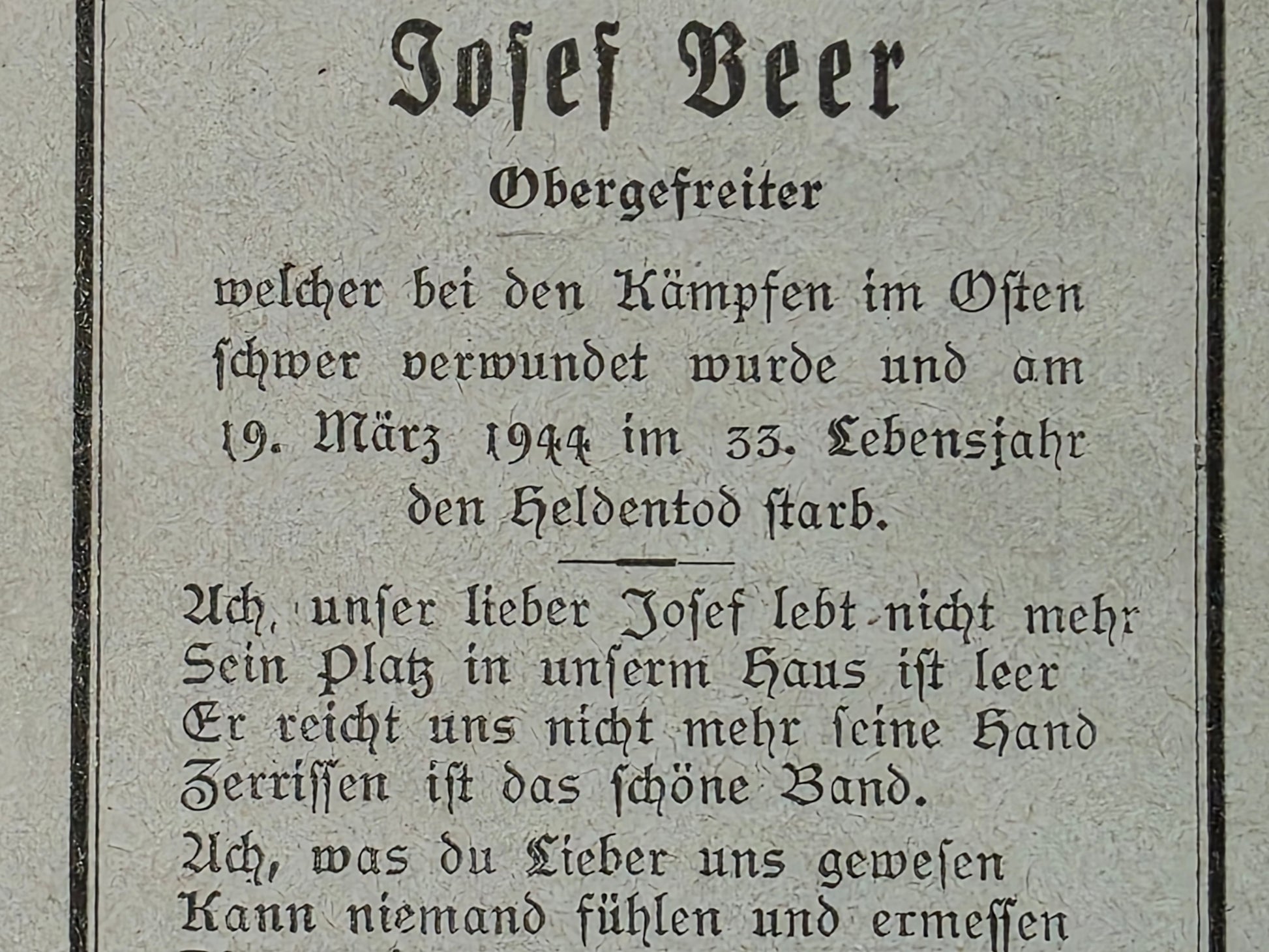 Sterbebild Obergefreiter Landesschützen Btl. 55 Jahre Osten - www.mmilitaria.com