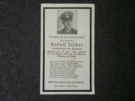 Sterbebild Grenadier Obernried 6. Komp. Gren. Regt. 166 Russland - www.mmilitaria.com