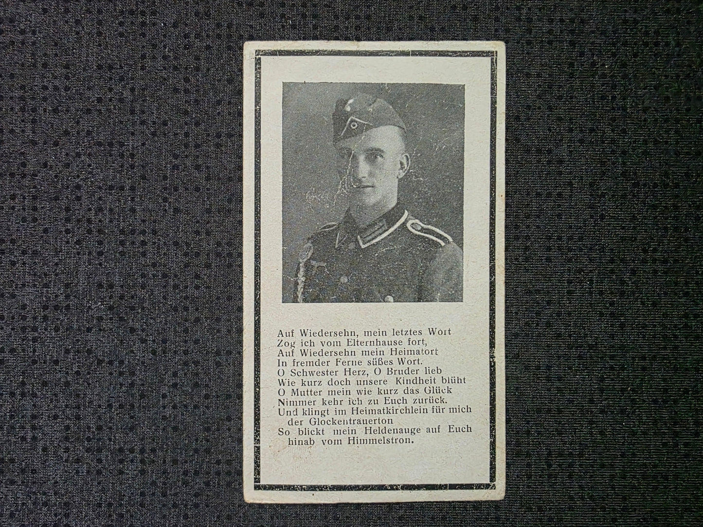Sterbebild Oberfeldwebel Wiesen Radfahr-Schwadron Osten - www.mmilitaria.com
