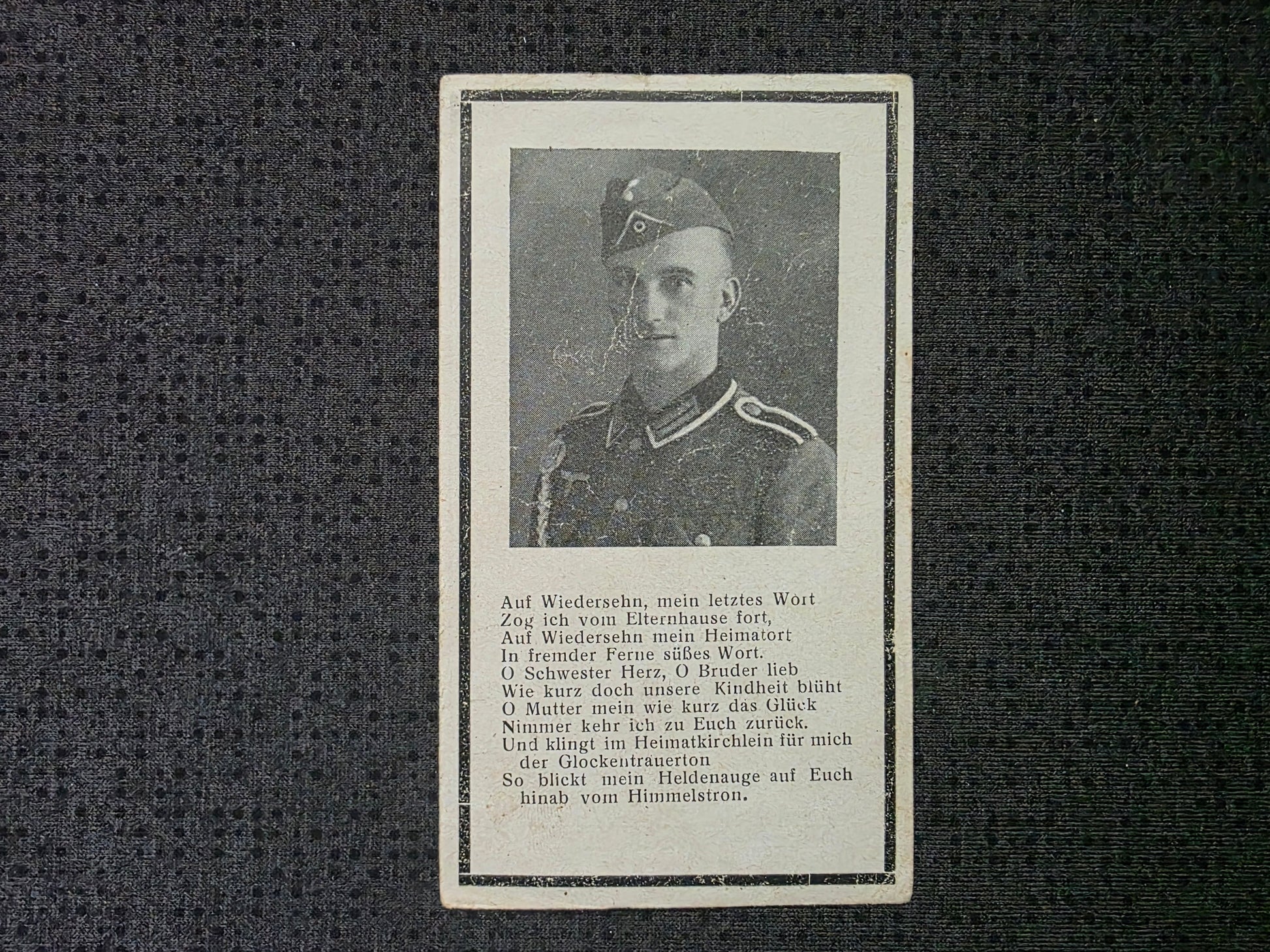 Sterbebild Oberfeldwebel Wiesen Radfahr-Schwadron Osten - www.mmilitaria.com