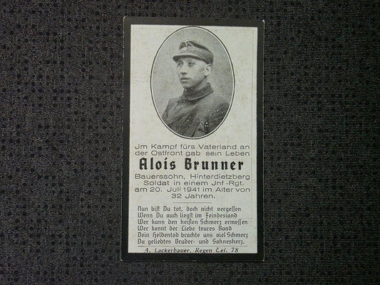 Sterbebild Schütze Hinterdietzberg 1. Komp. Inf. Regt. 260 Fassowa Ukraine - www.mmilitaria.com