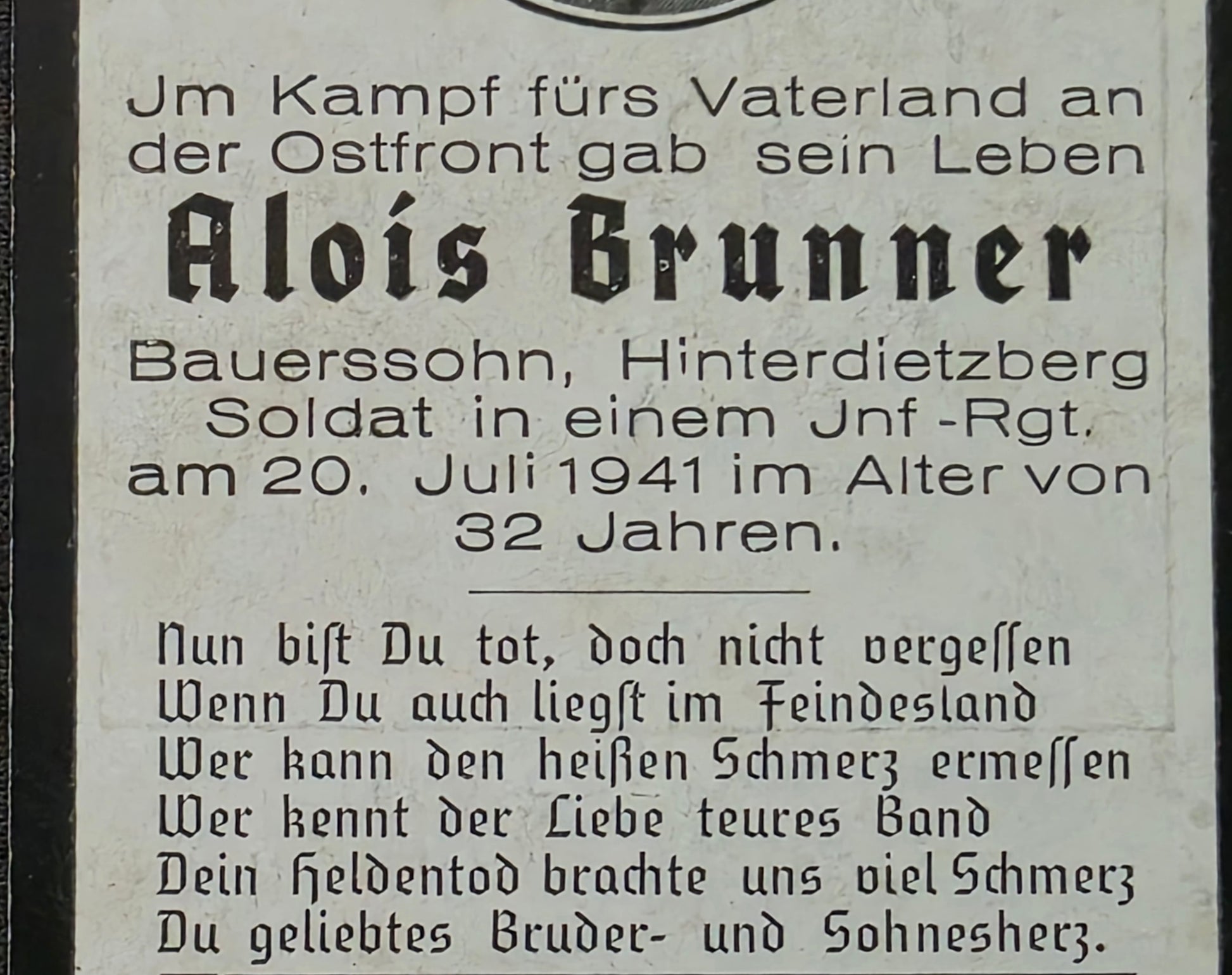 Sterbebild Schütze Hinterdietzberg 1. Komp. Inf. Regt. 260 Fassowa Ukraine - www.mmilitaria.com