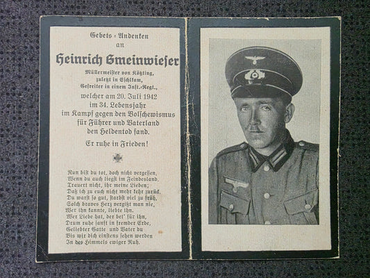 Sterbebild Gefreiter Eschlkam Infanterie Regt. Osten - www.mmilitaria.com