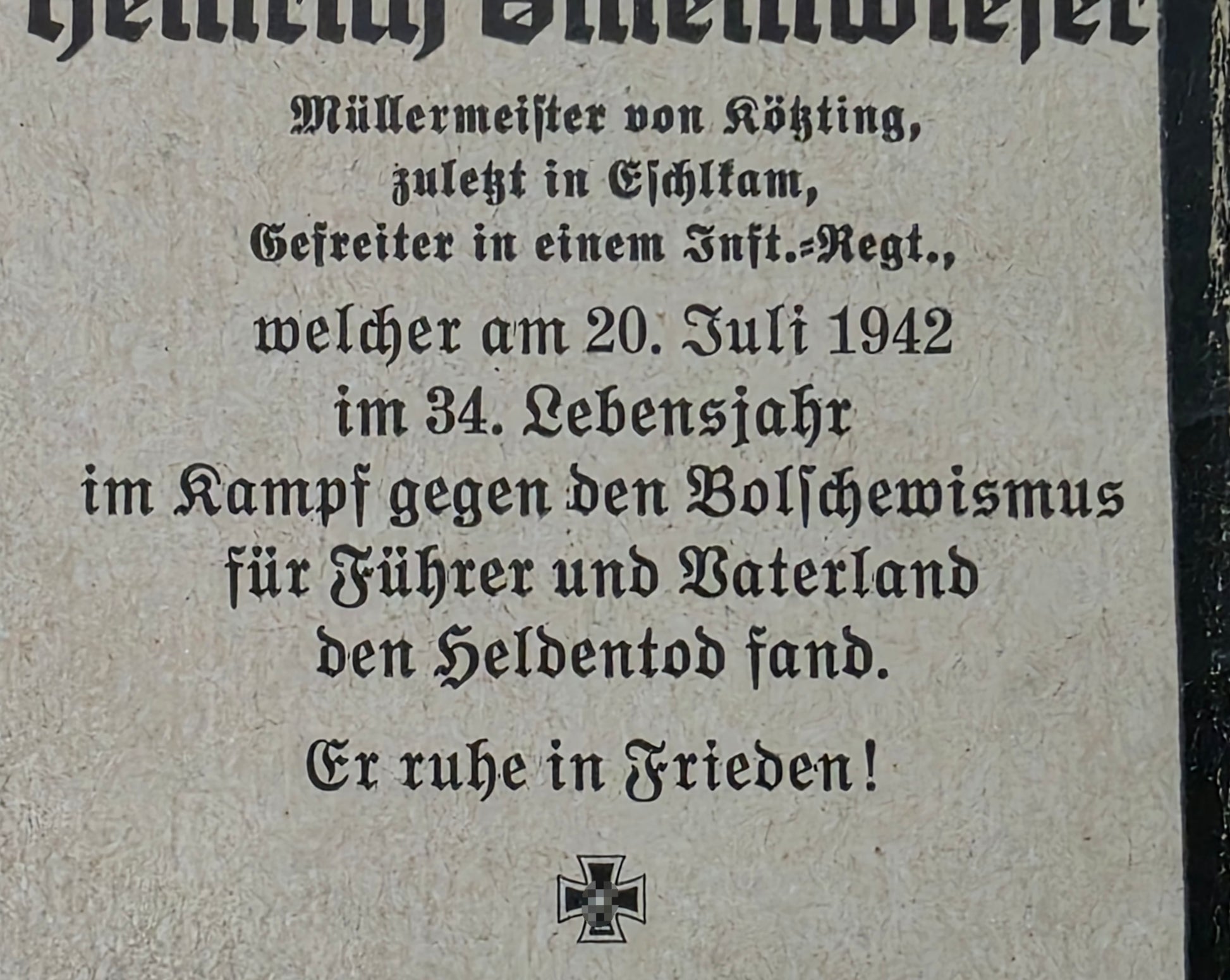 Sterbebild Gefreiter Eschlkam Infanterie Regt. Osten - www.mmilitaria.com