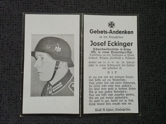 Sterbebild Unteroffizier Ering am Inn 16. Komp. Inf. Regt. 207 Kabeljatschock Ukraine - www.mmilitaria.com