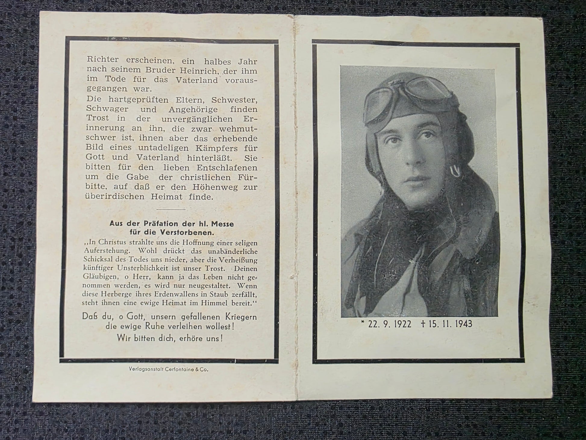 Sterbebild Gefreiter Gustorf Bordfunker 6./NJG-101 Leitershofen Deutschland - www.mmilitaria.com