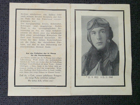 Sterbebild Gefreiter Gustorf Bordfunker 6./NJG-101 Leitershofen Deutschland - www.mmilitaria.com