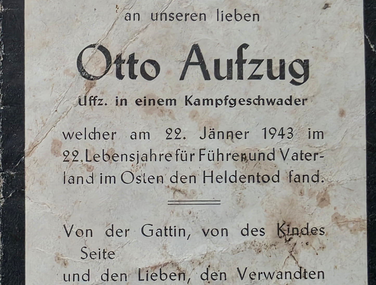 Sterbebild Unteroffizier Borne 2. Staffel Kampf-Gruppe Z.B.V 23 Debalzewo Ukraine
