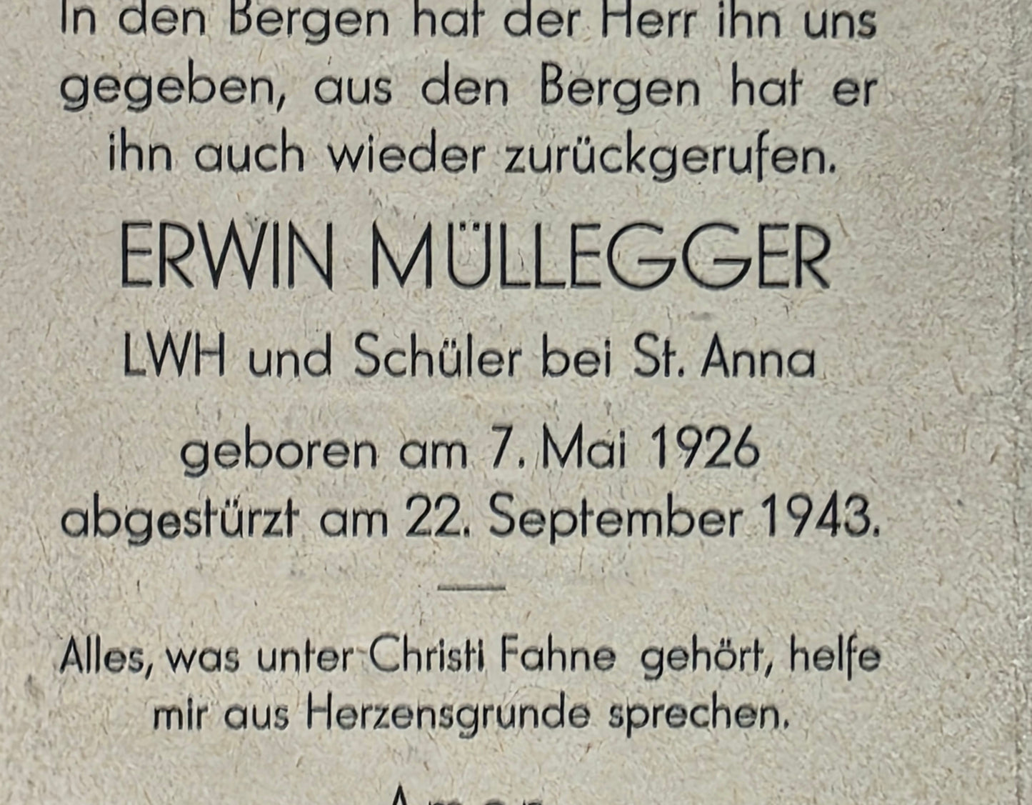Sterbebild Luftwaffenhelfer Augsburg 2. Batterie Flak Abt. 738 17 Jahre Absturz Unfall