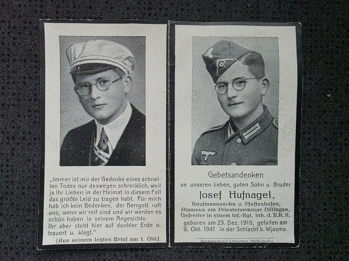 Sterbebild Gefreiter Priester Pfaffenhofen 4. Komp. Inf. Regt. 488 Wjasma Russland
