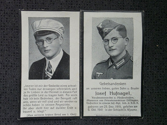 Sterbebild Gefreiter Priester Pfaffenhofen 4. Komp. Inf. Regt. 488 Wjasma Russland