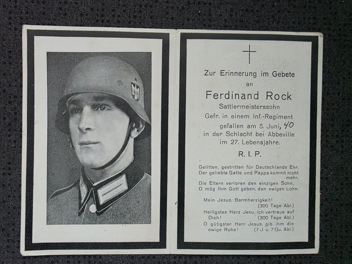 Sterbebild Gefreiter München 5. Komp. Inf. Regt. 179 Moyenneville Abbeville Frankreich