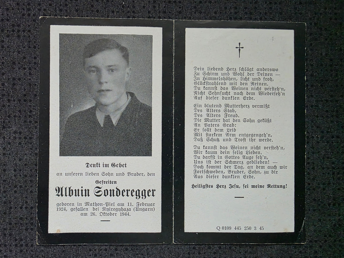 Sterbebild Gefreiter Mathon Nyíregyháza Budaörs Ungarn
