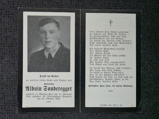 Sterbebild Gefreiter Mathon Nyíregyháza Budaörs Ungarn