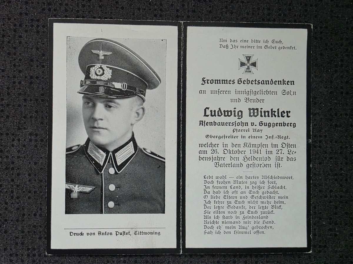 Sterbebild Obergefreiter Guggenberg Stabs-Komp. Inf. Regt. Ssicherrewo Russland