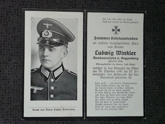 Sterbebild Obergefreiter Guggenberg Stabs-Komp. Inf. Regt. Ssicherrewo Russland