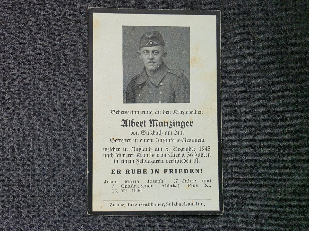 Sterbebild Gefreiter Engertsham 3./Kraftfahr-Abt. 573 Laz. 508 Wolossowo Russland