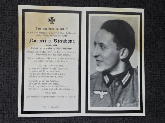 Sterbebild Jäger Bozen 11. Gebirgs-Jäger Regt. 136 Hoher Norden Grünhanghöhe Eismeerfront Parkkina Finnland