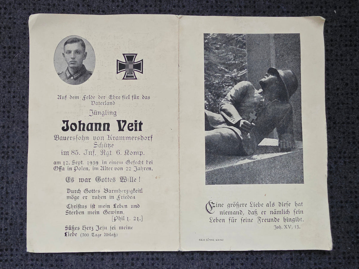 Sterbebild Brüder Kramersdorf Schütze 6. Komp. Inf. Regt. 85 Osse Polen 1939 Geb.-Jäger Regt. Ukraine