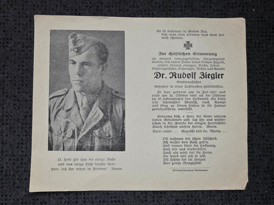 Sterbebild Gefreiter Großsichdichfür (Velká Hleďsebe) LW-Jäger Regt. 41 Minzewa Russland