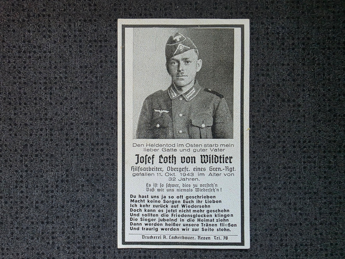 Sterbebild Obergefreiter Grenadier Regt. Osten