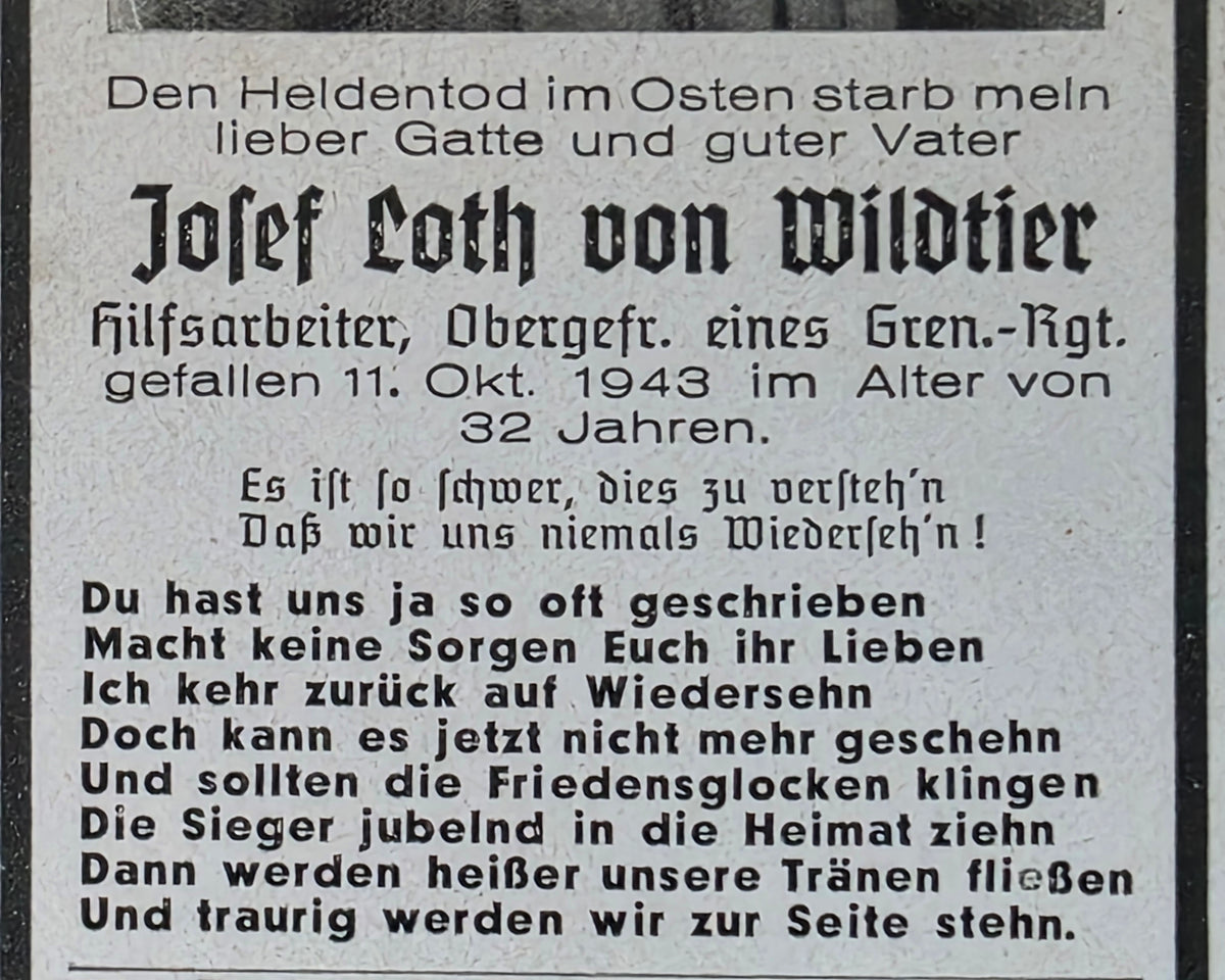 Sterbebild Obergefreiter Grenadier Regt. Osten