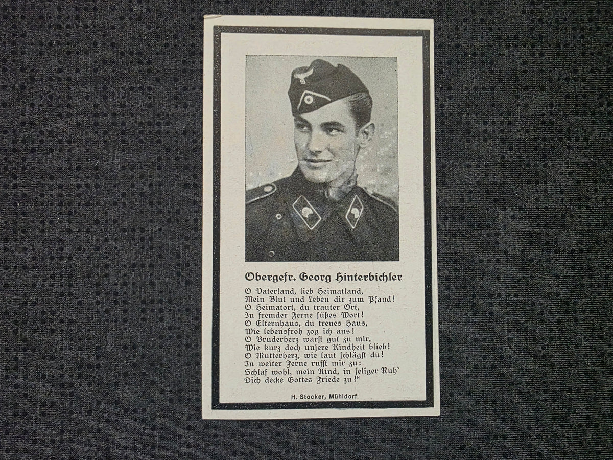 Sterbebild Obergefreiter Mühldorf Fahrer Panzer Regt. PSA Émiéville La Cambe Normandie Frankreich