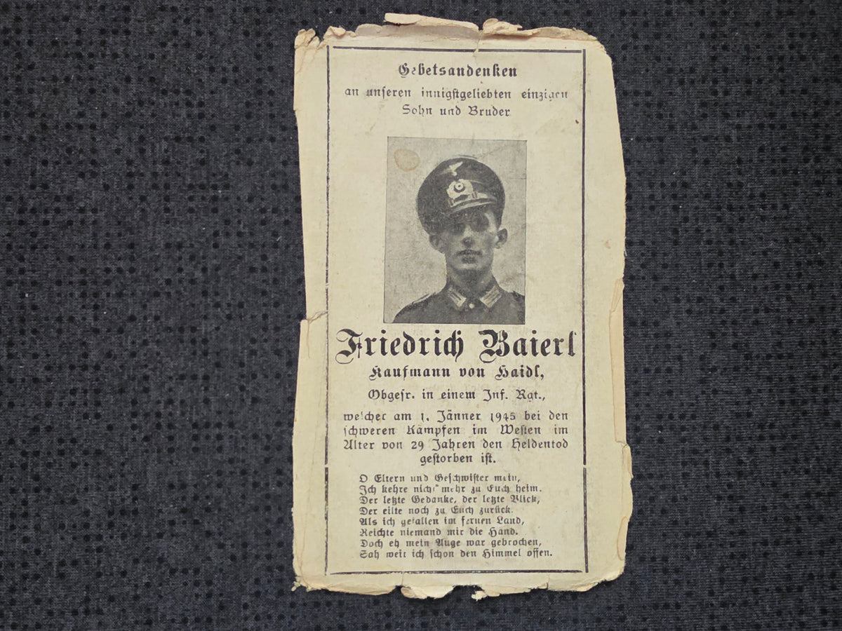 Sterbebild Obergefreiter Haidl Infanterie Regt. Endkampf Pirmasens Westen