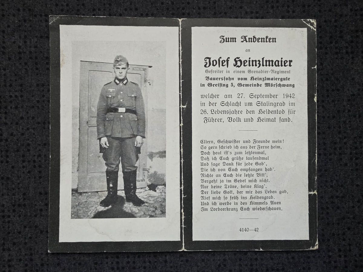 Sterbebild Gefreiter Greising Grenadier Regt. Stalingrad Russland