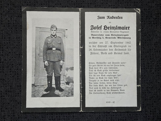 Sterbebild Gefreiter Greising Grenadier Regt. Stalingrad Russland