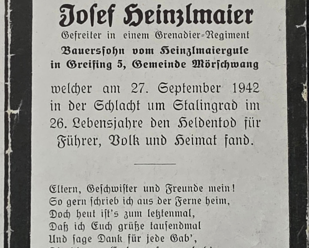 Sterbebild Gefreiter Greising Grenadier Regt. Stalingrad Russland