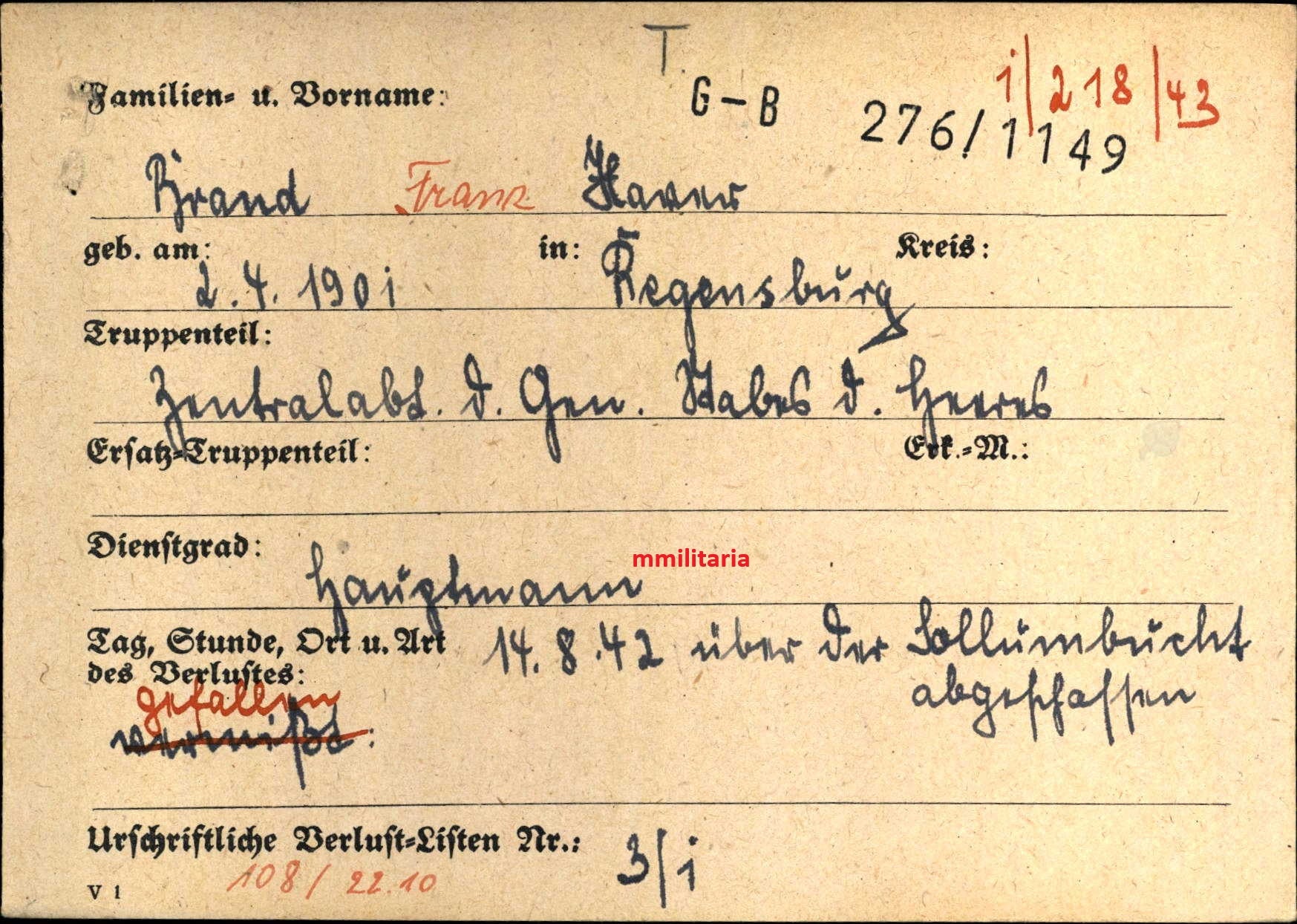 Sterbebild Hauptmann Regensburg Generalstab des Heeres Sollumbucht Tobruk Libyen - www.mmilitaria.com