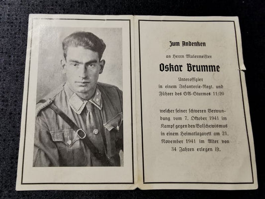 Sterbebild Unteroffizier 9. Komp. Inf. Regt. 499 Führer des SA-Sturms 11/20 Chemnitz Deutschland