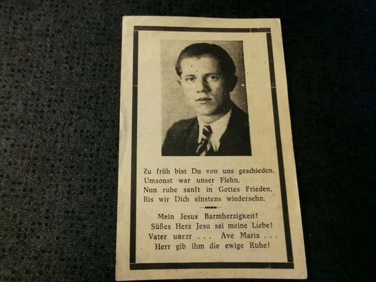 Sterbebild Gefreiter Volkssturm 17 Jahre Endkampf Mai 1945 Kronwinkl Landshut Bayern Deutschland - www.mmilitaria.com