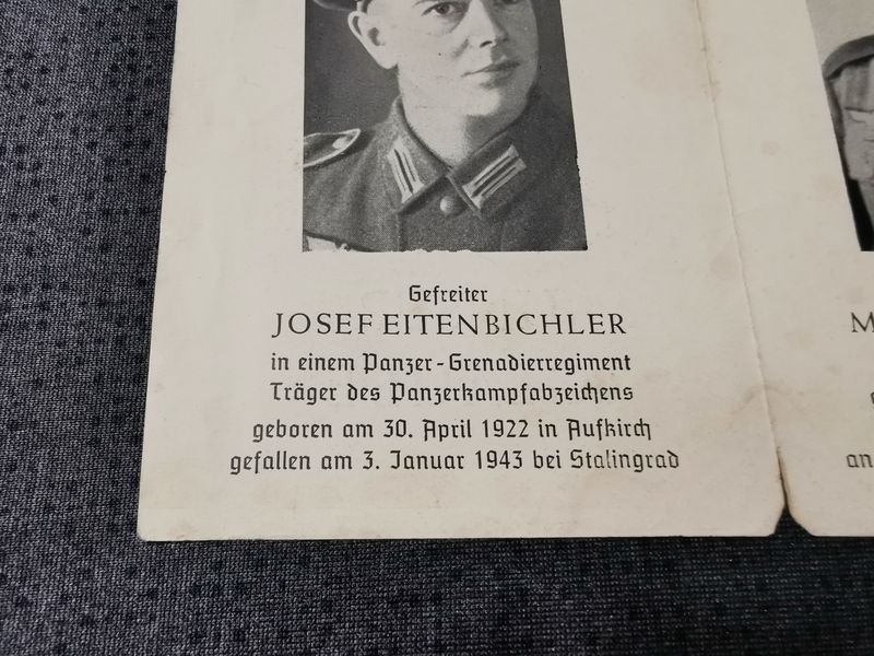 Sterbebild Brüder Gefreiter Aufkirch 5. Komp. Panz. Gren. Regt. 40 PKA Stalingrad Gefreiter 5. Komp. Inf. Regt. 217 Obojan Russland