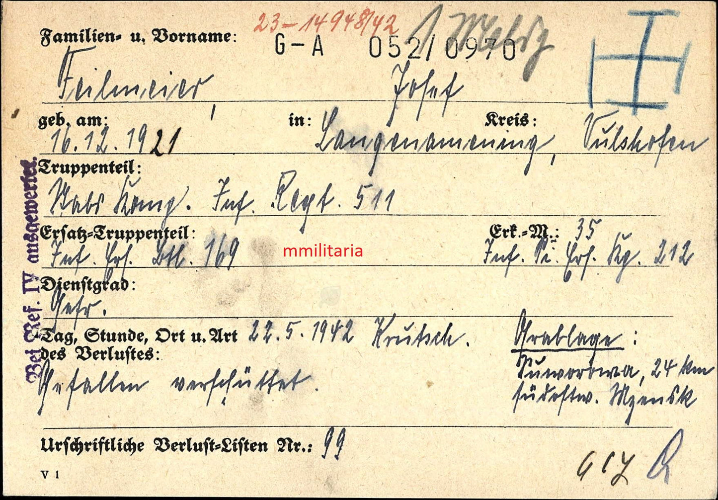 Sterbebild Brüder Langenamming Gefreiter Stabs Komp. Inf. Regt. 511 Gefreiter 13. Komp. Füsilier Regt. "Großdeutschland" Osten