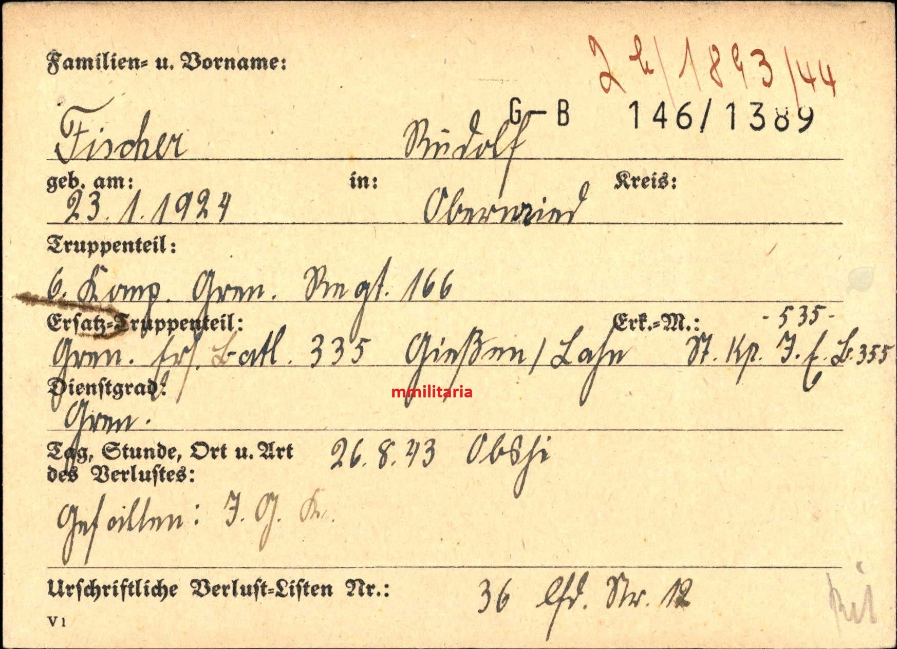 Sterbebild Grenadier Obernried 6. Komp. Gren. Regt. 166 Russland - www.mmilitaria.com