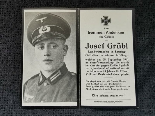 Sterbebild Gefreiter 6. Komp. Inf. Regt. 72 LW. Lazarett Bukarest Bucuresti Pro Patria Rumänien