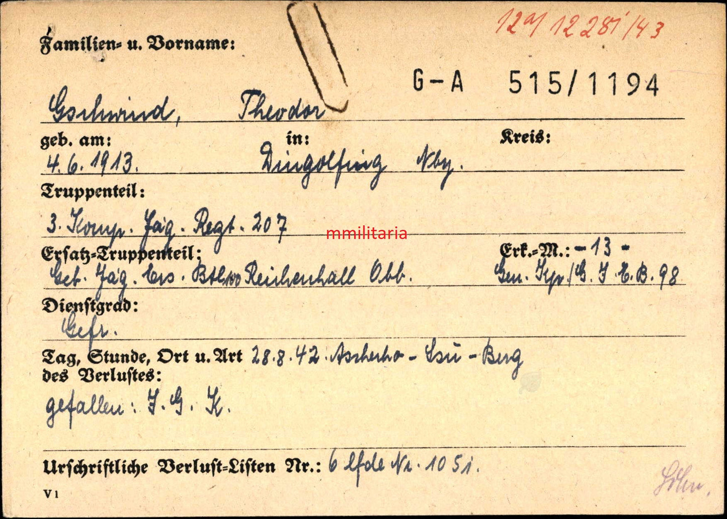 Sterbebild Gefreiter Dingolfing Diplomat Konsulatsekretär Budapest 1. Komp. Inf. Regt. 339 Kaukasus