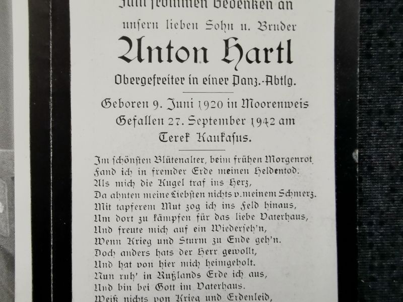 Sterbebild Obergefreiter 2. Sturmgeschütz Abt. 191 Terek Kaukasus Mosdok Russland