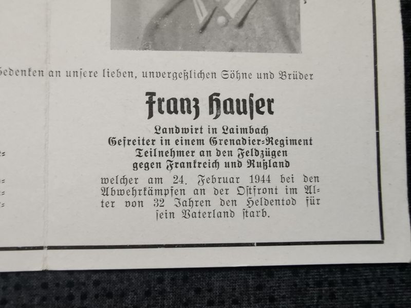 Sterbebild Brüder Obergefreiter 3. Komp. Gren. Regt. 19 Topkowo Gefreiter 1. Komp. Gren. Regt. 672 Ostfront