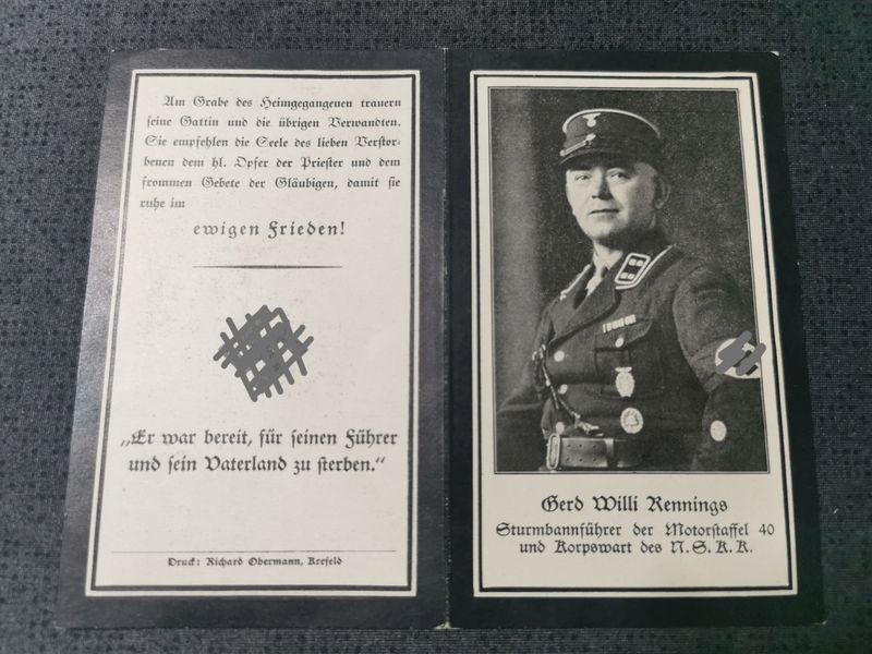 Sterbebild Sturmbannführer Motorstaffel 40 Korpswart NSKK Inf. Regt. 98 Türkeifeldzug Türkischer Halbmond SA-Mann