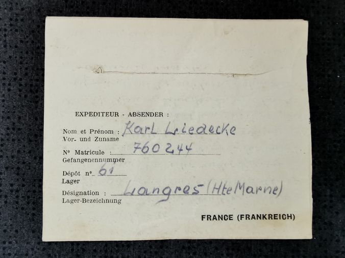 Feldpost Kriegsgefangenenpost Prisonniers Lager 61 Langres Frankreich Thüringen