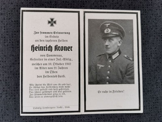 Sterbebild Gefreiter 3. Komp. Gren. Regt. 72 Kurinsky Muk Russland