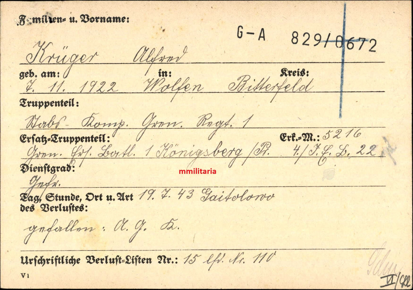 Kleines Konvolut Sterbebild (Zeitung) + Fotos Gefreiter Gaitolowo Russland