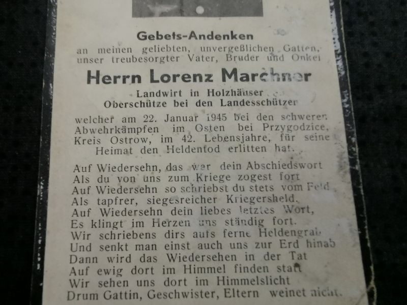 Sterbebild Oberschütze Landesschützen Abt. Endkampf Przygozice Ostrow Poznan-Milostowo Polen