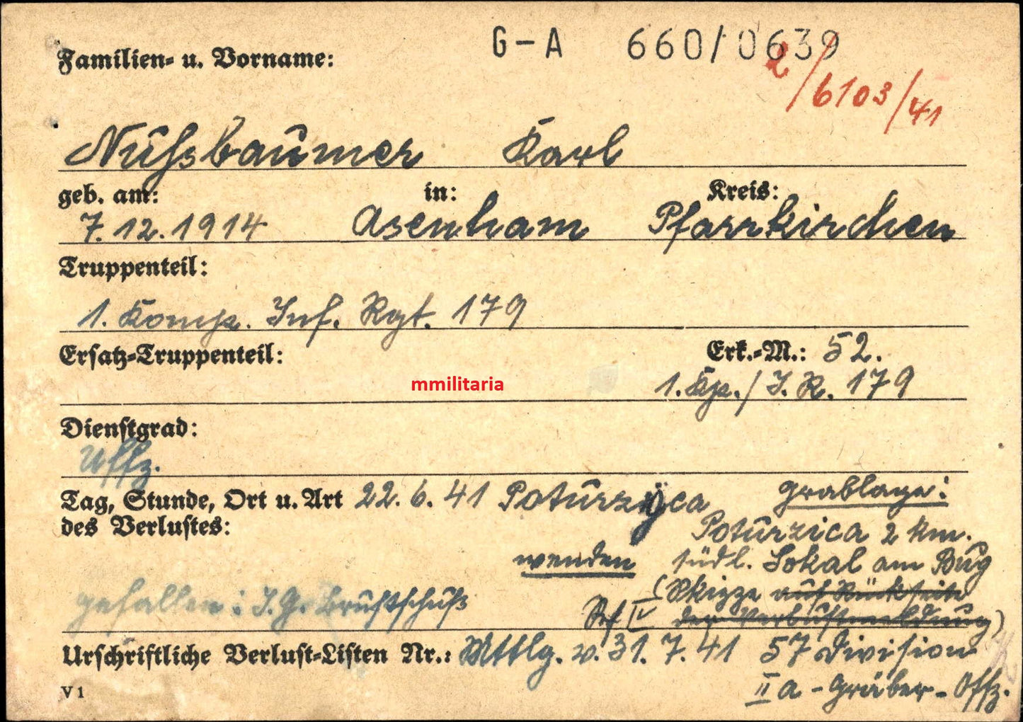 Sterbebild Unteroffizier Asenham 1. Komp. Inf. Regt. 179 Sokol Ukraine